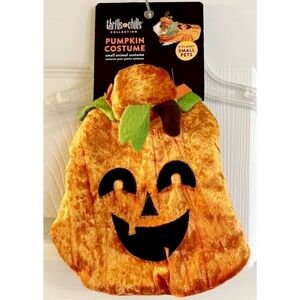 NWT Thrills & Chills Two Piece Small Pet Pumpkin Jack-O-Lantern Costume Rodent